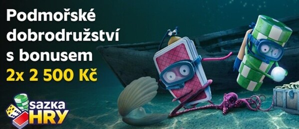 Podmořský bonus v casinu Sazka Hry – získejte 2x 2 500 Kč