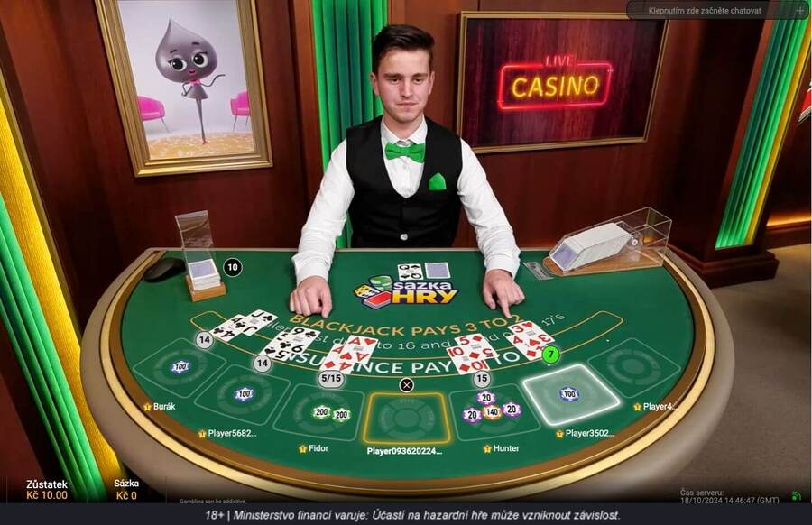 Live blackjack od Sazka Hry